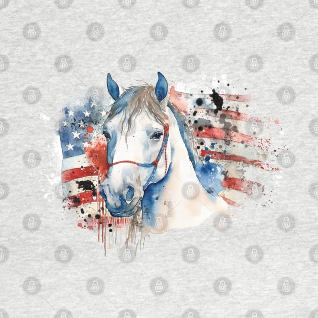 Watercolor Patriotic horse by HJstudioDesigns